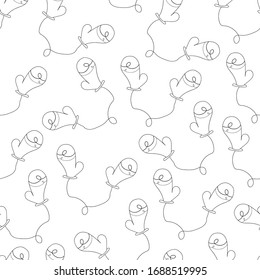 Curso invierno Navidad sin fisuras con mitones dibujados a mano. Textura para niños de Año Nuevo para textiles, papel para envolver, papel pintado, decoración de año nuevo