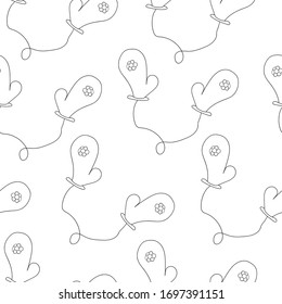 Curso invierno Navidad sin fisuras con mitones dibujados a mano. Textura para niños de Año Nuevo para textiles, papel para envolver, papel pintado, decoración de año nuevo