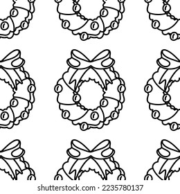 Un lindo patrón de flores de invierno de Navidad en doodle. Diseño para decoración de invierno, afiches de impresión, tarjeta de saludo, banner de negocios, envoltura. 
