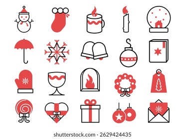 Cute Winter and Christmast Linear Icon
