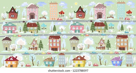 cute winter city landscape for your design