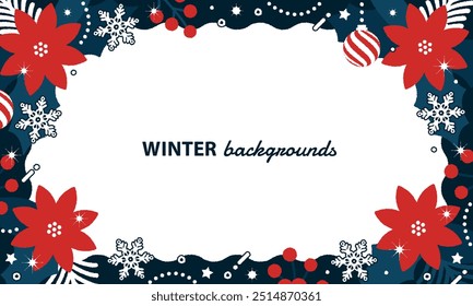 Cute winter decorations. Christmas image frame. Stylish vector illustration.