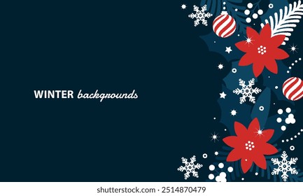 Lindas decoraciones de invierno. Marco de Imagen de Navidades. Ilustración vectorial con estilo.