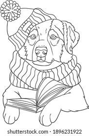 Cute winter dog coloring book