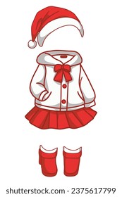 Cute winter fashion, fluffy and fabulous clothing, illustrations for deco greeting, invitation and card