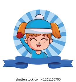 cute winter girl cartoon