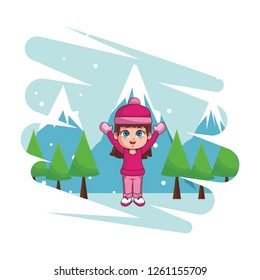 cute winter girl cartoon