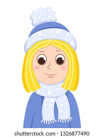 Cute winter girl. Vector cartoon illustration. Isolated on white.