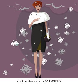 Cute winter girl. Vector illustration.