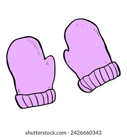 cute winter gloves illustration Colored hand drawn	