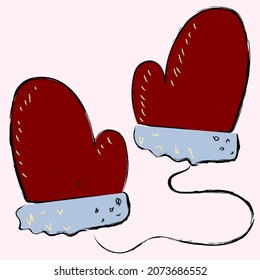 cute winter gloves illustration icon