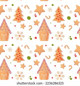 Cute Winter hand drawn seamless patterns set for your decoration, vector illustration