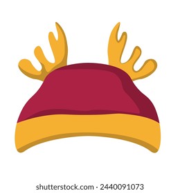 Cute winter hat with reindeer horns, vector illustration