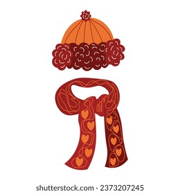 Sombrero de invierno y bufanda para niños de fondo blanco