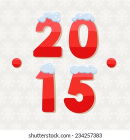 Cute winter holidays background. 2015 card in vector. Illustration with text. 