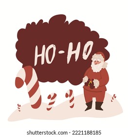 Cute winter holidays collection. Christmas greeting card or poster. Santa .New Year card .Santa icon