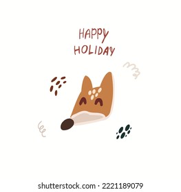 Cute winter holidays collection. New Year's cards. Postcards for Christmas. Christmas card with gifts