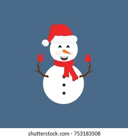 Cute winter holidays snowman vector with clothes