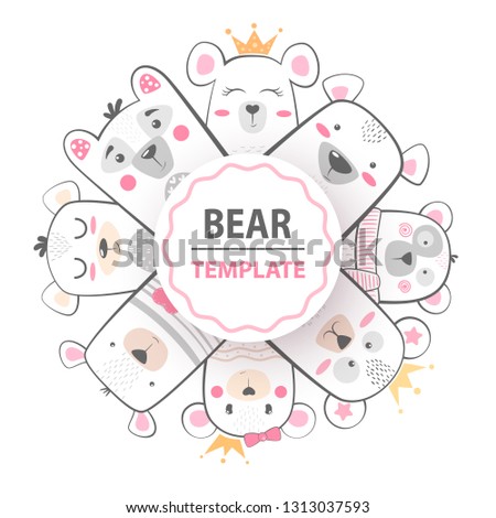 Cute winter illustration. Bear characters. h