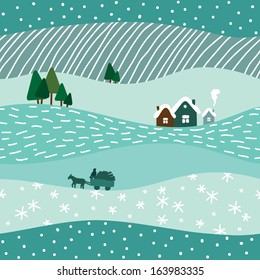 cute winter landscape seamless pattern