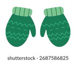 Cute winter mittens in cartoon style. Doodle warm clothes clipart. Vector illustration
