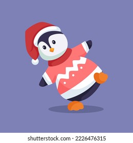 Ilustración de diseño de caracteres pingüino de invierno