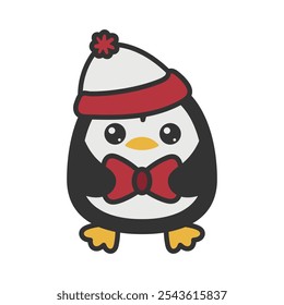 Cute Winter Penguin Doodle Illustration - 02