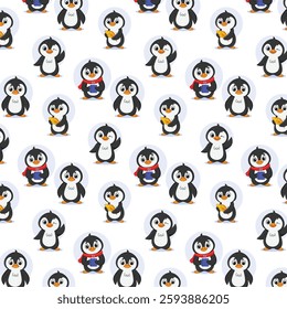 Cute Winter Penguin Seamless Design