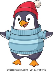 Süße Winterpinguin-Vektorillustration