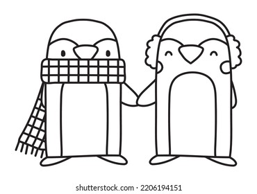 Cute winter penguins vector illustration