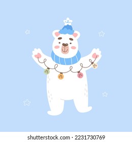 Cute winter polar bear card design perfect for seasons greetings