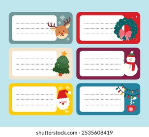 Linda ilustración kawaii de horario escolar de invierno, junto con notas vacías para la educación de los niños. Diseño de Vector listo para imprimir, perfecto para un recordatorio de la escuela temática de Navidades