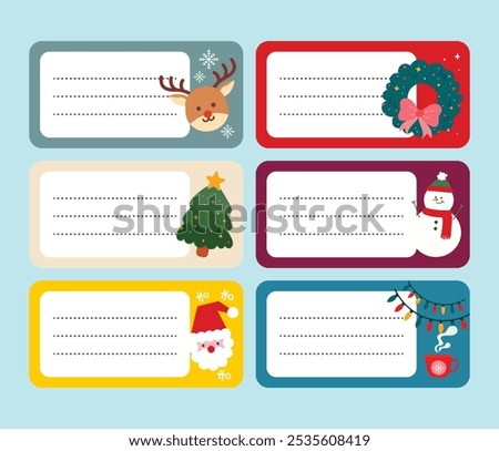 Cute winter school timetable kawaii illustration, along with an empty notes for kids education. Vector design ready for print, perfect for a Christmas themed school reminder