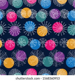 Cute winter seamless pattern with decorative snowflakes. Can be used in textile industry, paper, background, scrapbooking.