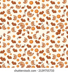 Cute winter seamless pattern, modern christmas style in vector. Cozy Christmas winter design for winter interior decoration, print posters, greeting cards, business banners, packaging.