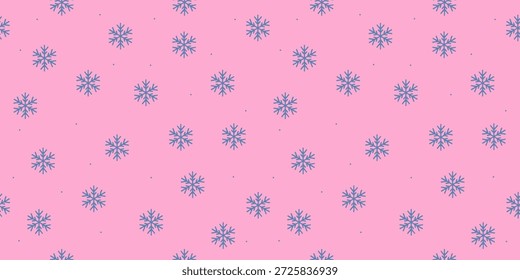 Bonito inverno floco de neve padrão sem costura em rosa pastel