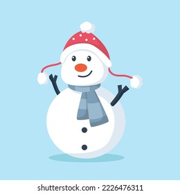 Cute Winter Snowman Character Design Illustration