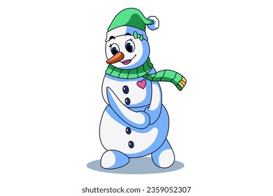 Cute Winter Snowman Character Illustration