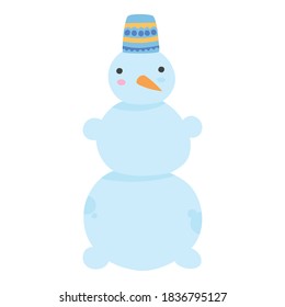 Cute winter snowman icon. Flat illustration of cute winter snowman vector icon for web design