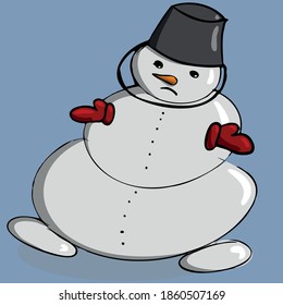 cute winter snowmen for design, posters, websites. Vector illustration