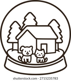 Cute winter theme cartoon style Coloring page design element illustration 