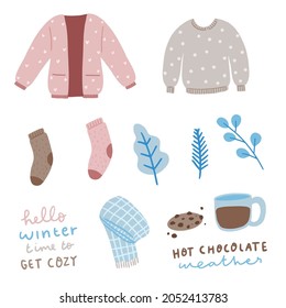 cute winter things in vector