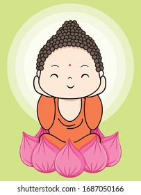 Cute Wise Buddha is covering his ears. Hear no evil