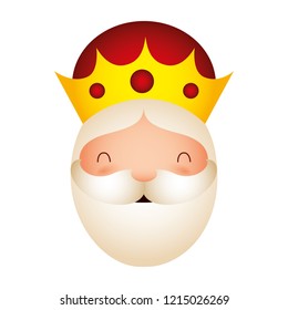 cute wise king face character