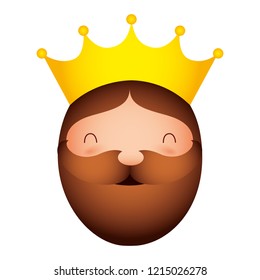 cute wise king face character