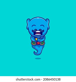 cute wish genie illustration, suitable for mascot designs or cute genie t-shirts