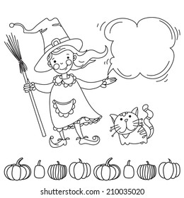 Cute witch. Banner for your design