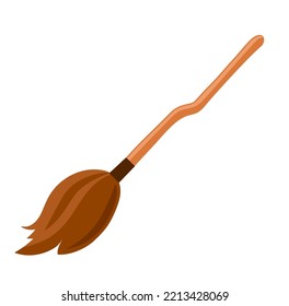 Dibujo vectorial aislado a mano de la escoba de brujas. Elemento de caricatura de Broomstick para la tarjeta de halloween.