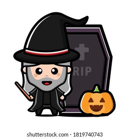 cute witch cartoon character. Halloween concept vector illustration
