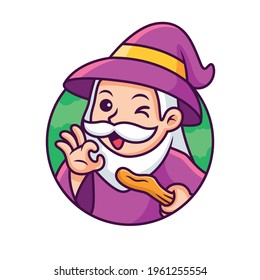 Cute Witch Cartoon With Cute Pose. Vector Icon Illustration, Isolated Premium Vector